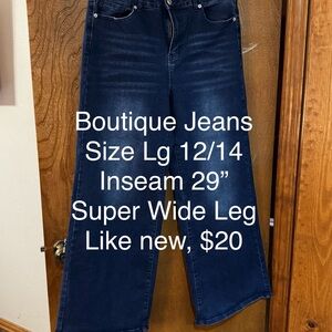 Boutique Women's Wide Leg Jeans - Dark Blue